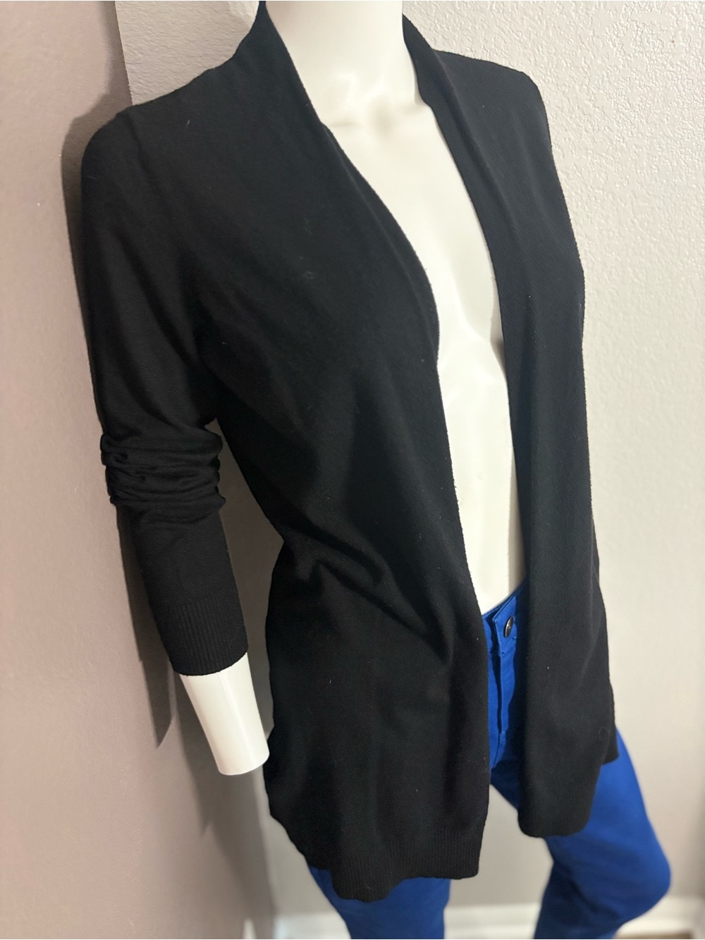 Cyrus Black Open-Front Knit Cardigan